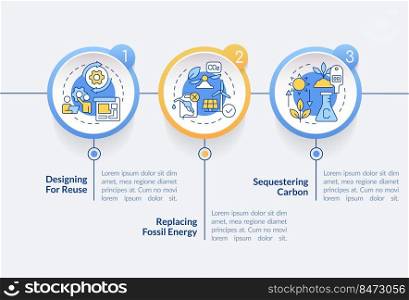 Carbon removal strategies circle infographic template. Clean air. Data visualization with 3 steps. Editable timeline info chart. Workflow layout with line icons. Lato-Bold, Regular fonts used. Carbon removal strategies circle infographic template