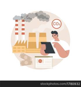 Carbon tax credit abstract concept vector illustration. Greenhouse gas emission, online income tax and benefit return, state law, budget savings, family payment calculator abstract metaphor.. Carbon tax credit abstract concept vector illustration.