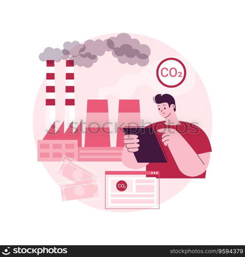 Carbon tax credit abstract concept vector illustration. Greenhouse gas emission, online income tax and benefit return, state law, budget savings, family payment calculator abstract metaphor.. Carbon tax credit abstract concept vector illustration.