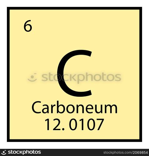 Carboneum chemical icon. Isolated sign. Periodic table symbol. Light yellow background. Vector illustration. Stock image. EPS 10.. Carboneum chemical icon. Isolated sign. Periodic table symbol. Light yellow background. Vector illustration. Stock image.