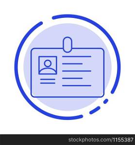Card, Business, Corporate, Id, ID Card, Identity, Pass Blue Dotted Line Line Icon