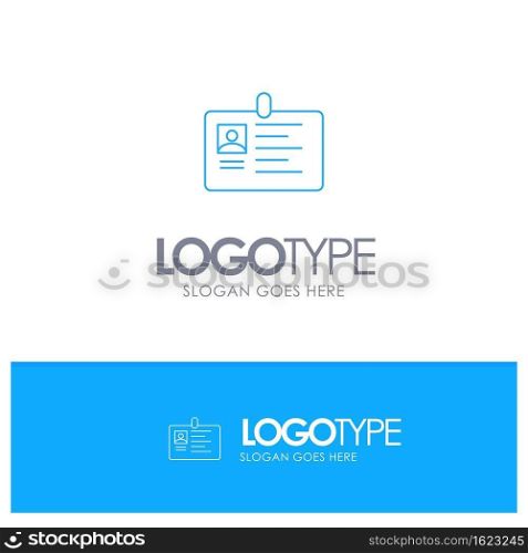 Card, Business, Corporate, Id, ID Card, Identity, Pass Blue outLine Logo with place for tagline