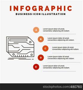 card, component, custom, electronic, memory Infographics Template for Website and Presentation. Line Gray icon with Orange infographic style vector illustration. Vector EPS10 Abstract Template background