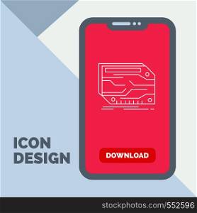 card, component, custom, electronic, memory Line Icon in Mobile for Download Page. Vector EPS10 Abstract Template background