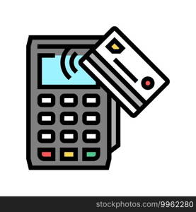 card contactless pay post terminal device color icon vector. card contactless pay post terminal device sign. isolated symbol illustration. card contactless pay post terminal device color icon vector illustration