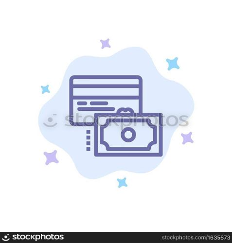 Card, Credit, Payment, Money Blue Icon on Abstract Cloud Background