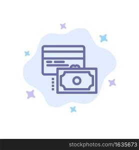 Card, Credit, Payment, Money Blue Icon on Abstract Cloud Background