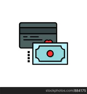 Card, Credit, Payment, Money Flat Color Icon. Vector icon banner Template