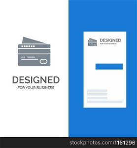Card, Credit, Payment, Pay Grey Logo Design and Business Card Template