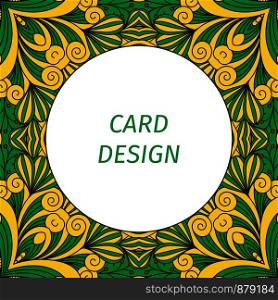 Card design with floral decorative ornament, vector illustration. Card design with floral decorative ornament