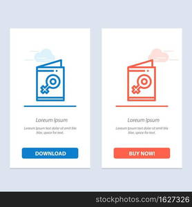 Card, Female, Symbol, Invite  Blue and Red Download and Buy Now web Widget Card Template