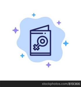Card, Female, Symbol, Invite Blue Icon on Abstract Cloud Background