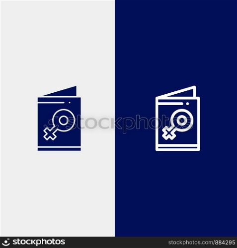 Card, Female, Symbol, Invite Line and Glyph Solid icon Blue banner