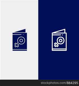 Card, Female, Symbol, Invite Line and Glyph Solid icon Blue banner