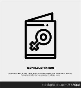 Card, Female, Symbol, Invite Vector Line Icon