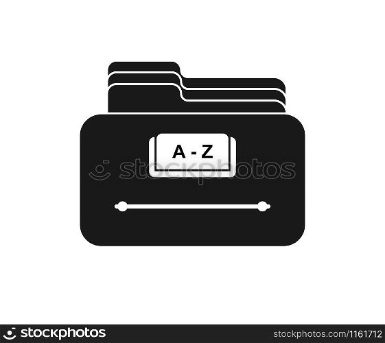 Card file icon. A drawer with folders for documents. vector silhouette in flat style isolated on white background. Simple design