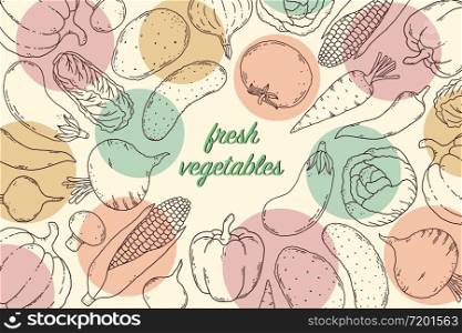 Card, flyer with vegetables in hand drawn style