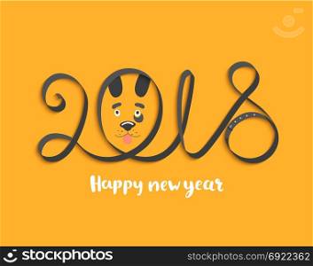 Card for 2018 year with dog face.. Card for Happy 2018 New Year with dog face. Vector Illustration.