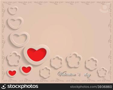 Card for Valentine&rsquo;s Day on a Beige Background. Vector illustration