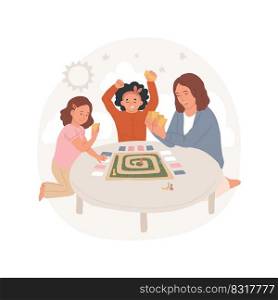 Card games isolated cartoon vector illustration. Kid-friendly tabletop games, lifestyle, family playing cards on the floor, leisure time in the living room, child winning vector cartoon.. Card games isolated cartoon vector illustration.
