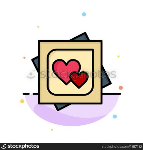 Card, Heart, Love, Marriage Card, Proposal Abstract Flat Color Icon Template