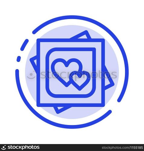 Card, Heart, Love, Marriage Card, Proposal Blue Dotted Line Line Icon