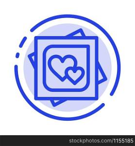 Card, Heart, Love, Marriage Card, Proposal Blue Dotted Line Line Icon