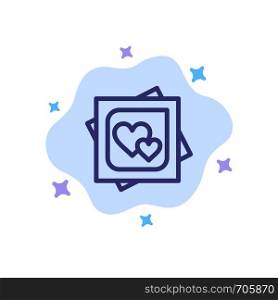 Card, Heart, Love, Marriage Card, Proposal Blue Icon on Abstract Cloud Background
