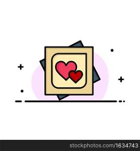 Card, Heart, Love, Marriage Card, Proposal  Business Flat Line Filled Icon Vector Banner Template