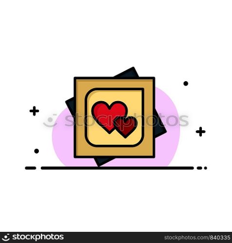 Card, Heart, Love, Marriage Card, Proposal Business Logo Template. Flat Color