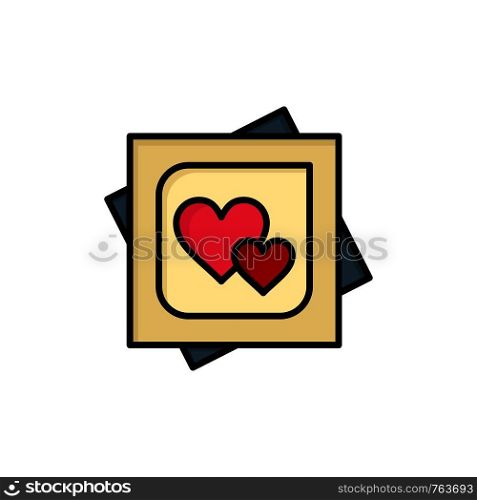 Card, Heart, Love, Marriage Card, Proposal Flat Color Icon. Vector icon banner Template