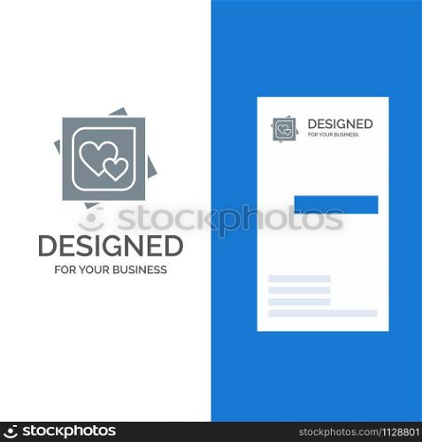 Card, Heart, Love, Marriage Card, Proposal Grey Logo Design and Business Card Template