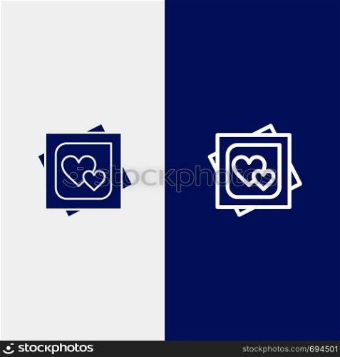 Card, Heart, Love, Marriage Card, Proposal Line and Glyph Solid icon Blue banner Line and Glyph Solid icon Blue banner