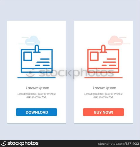 Card, ID Card, Identity, Pass Blue and Red Download and Buy Now web Widget Card Template