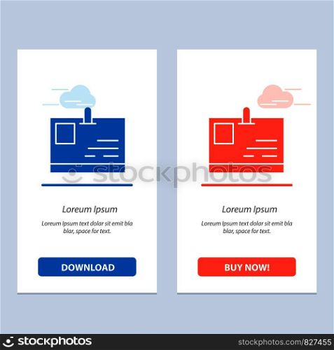 Card, ID Card, Identity, Pass Blue and Red Download and Buy Now web Widget Card Template