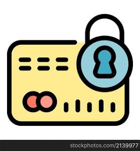 Card lock icon. Outline card lock vector icon color flat isolated. Card lock icon color outline vector