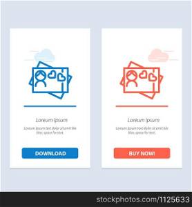 Card, Love, Heart Blue and Red Download and Buy Now web Widget Card Template