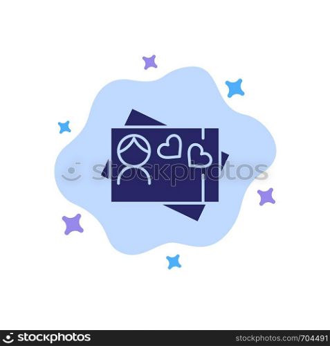Card, Love, Heart Blue Icon on Abstract Cloud Background