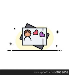 Card, Love, Heart Business Logo Template. Flat Color