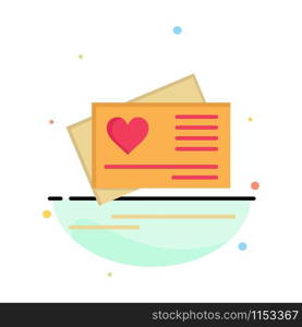 Card, Love, Heart, Wedding Abstract Flat Color Icon Template