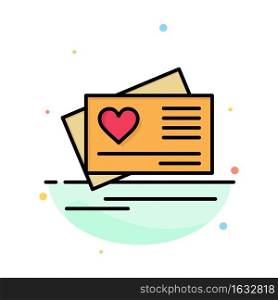 Card, Love, Heart, Wedding Abstract Flat Color Icon Template