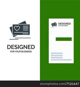 Card, Love, Heart, Wedding Grey Logo Design and Business Card Template