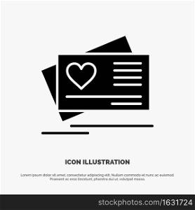 Card, Love, Heart, Wedding solid Glyph Icon vector