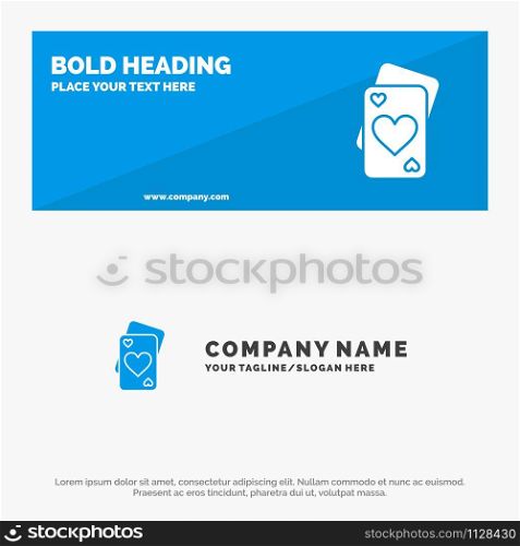 Card, Love, Heart, Wedding SOlid Icon Website Banner and Business Logo Template