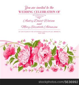 Card of color flowers and text space. Vector illustration.