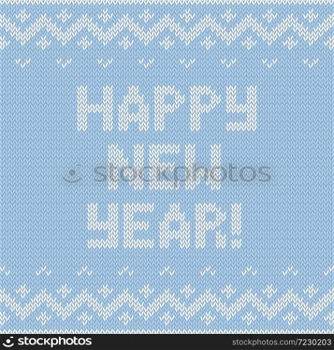 Card of Happy New Year 2015 with knitted texture. Vector retro vintage background. Christmas illustration.