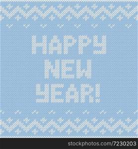 Card of Happy New Year 2015 with knitted texture. Vector retro vintage background. Christmas illustration.
