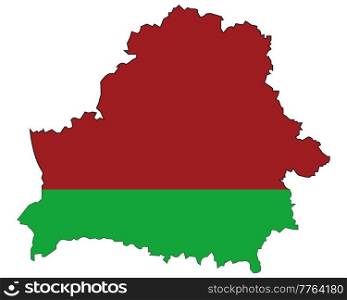 Card of the country Belarus on white background is insulated. State Belarus card in colour of the national flag