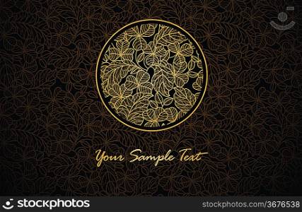 Card ornamental leaf gold background