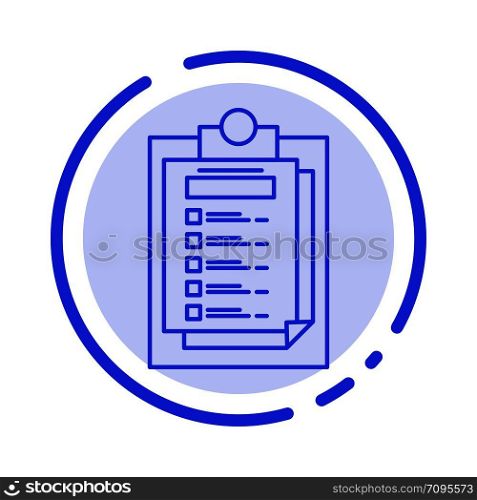 Card, Presentation, Report, File Blue Dotted Line Line Icon